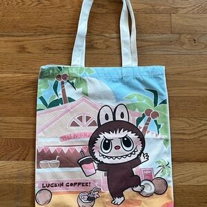 Cute Labubu with Coffee Tote Bag